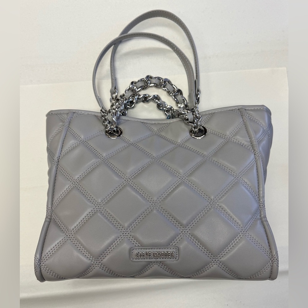 Steve Madden Gray Quilted Tote Bag
